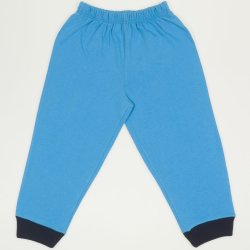 Pantaloni trening simpli turcoaz - mansete bleumarin