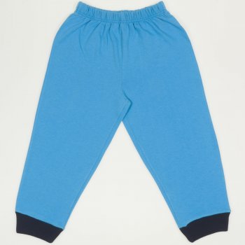 Pantaloni trening simpli turcoaz - mansete bleumarin