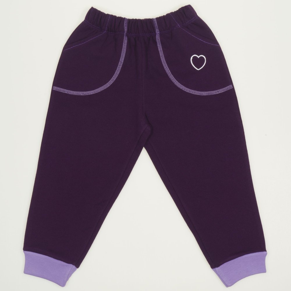 Purple thick joggers with hearts print | liloo