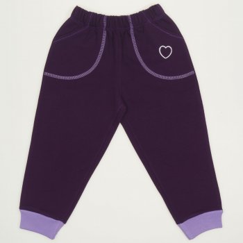Pantaloni trening groși mov cu buzunar imprimeu inimioare | liloo