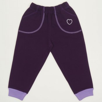 Purple thick joggers with hearts print