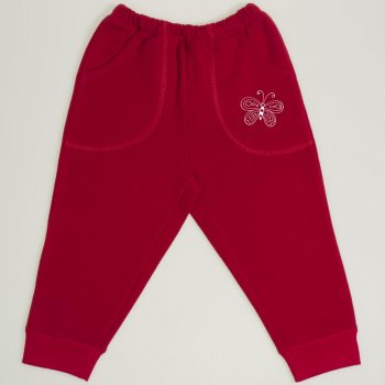 Red thick joggers with butterfly print