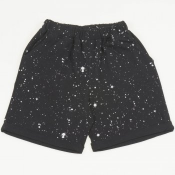 Black shorts with white splashes print