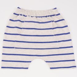 Beige shorts with blue stripes