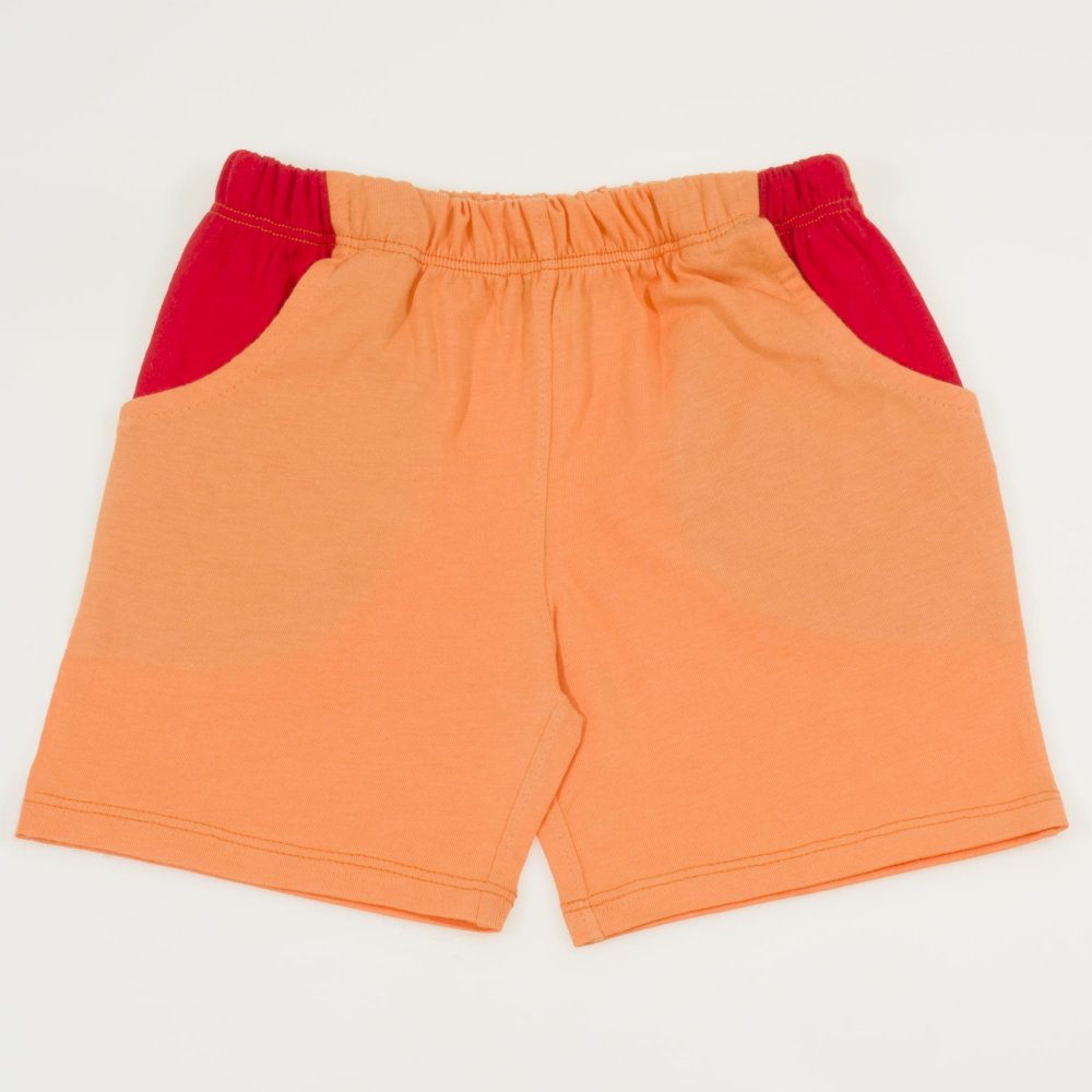 Pantaloni scurti bumbac organic portocaliu cu rosu | liloo