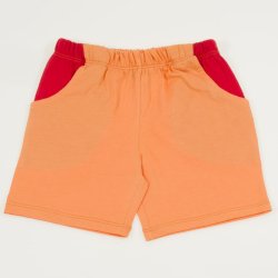 Pantaloni scurti bumbac organic portocaliu cu rosu