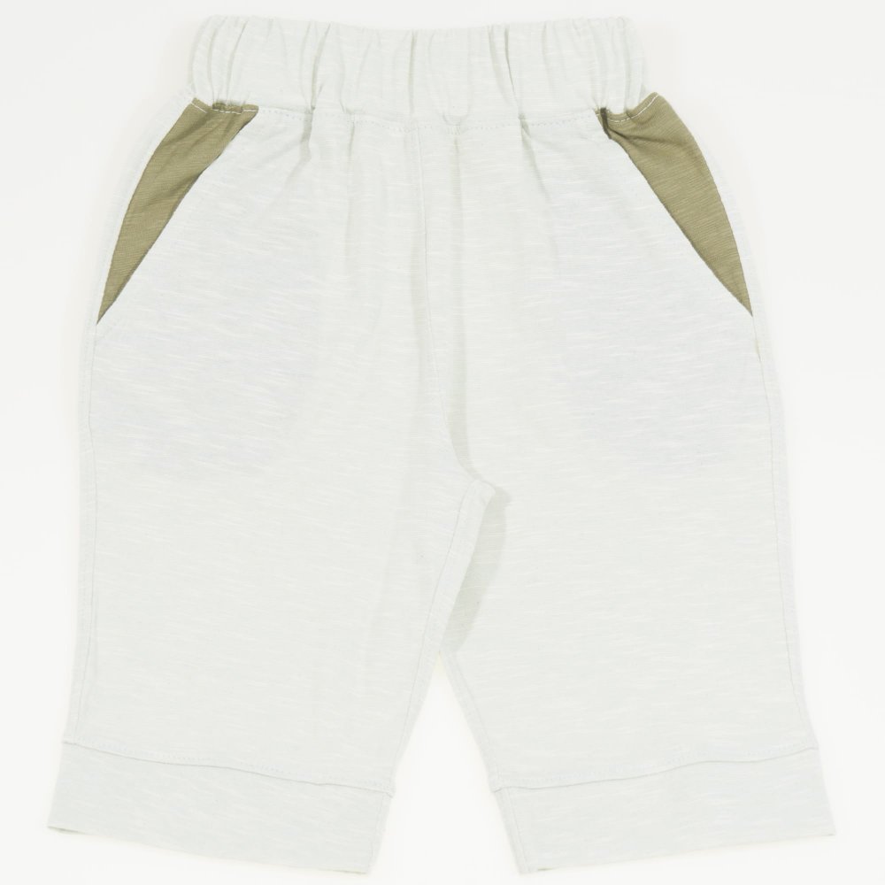 Pantaloni trei sferturi bumbac organic culoarea ou de rata cu kaki | liloo