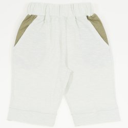 Pantaloni trei sferturi bumbac organic culoarea ou de rata cu kaki