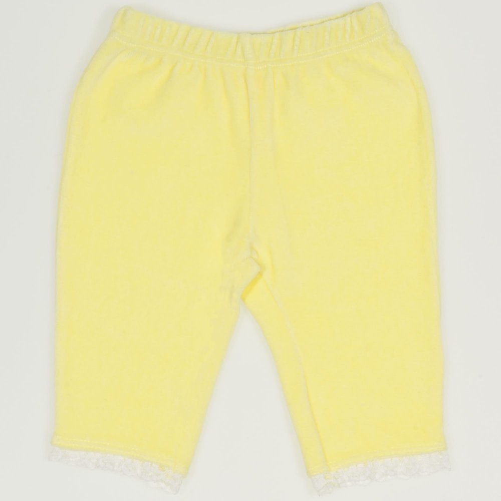 Yellow capri velvet trousers with white lace| liloo