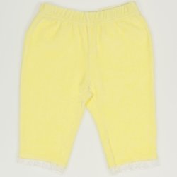 Yellow capri velvet trousers with white lace