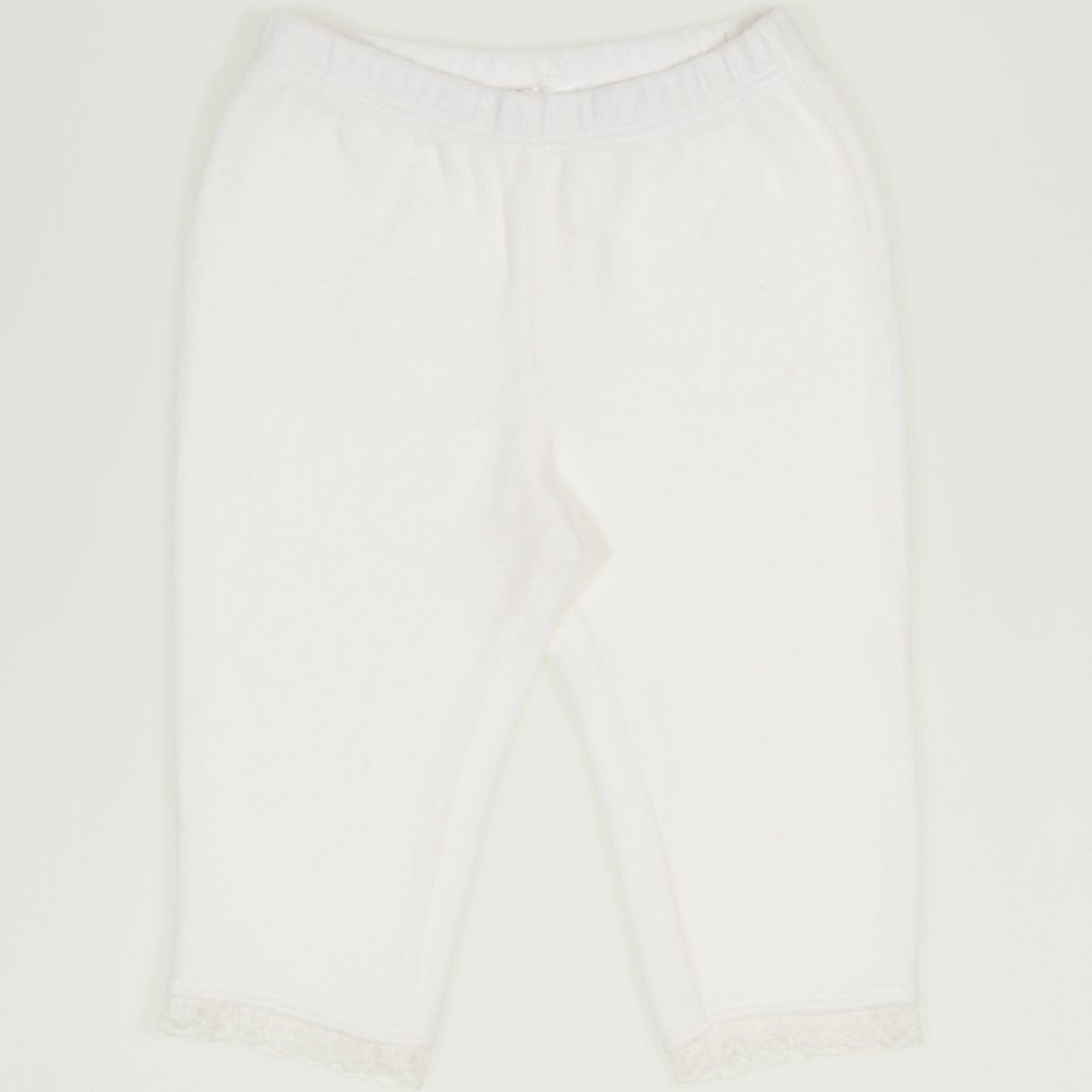 White capri velvet trousers with white lace| liloo