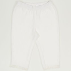 White capri velvet trousers with white lace