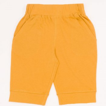 Mustard yellow organic cotton capri trousers | liloo