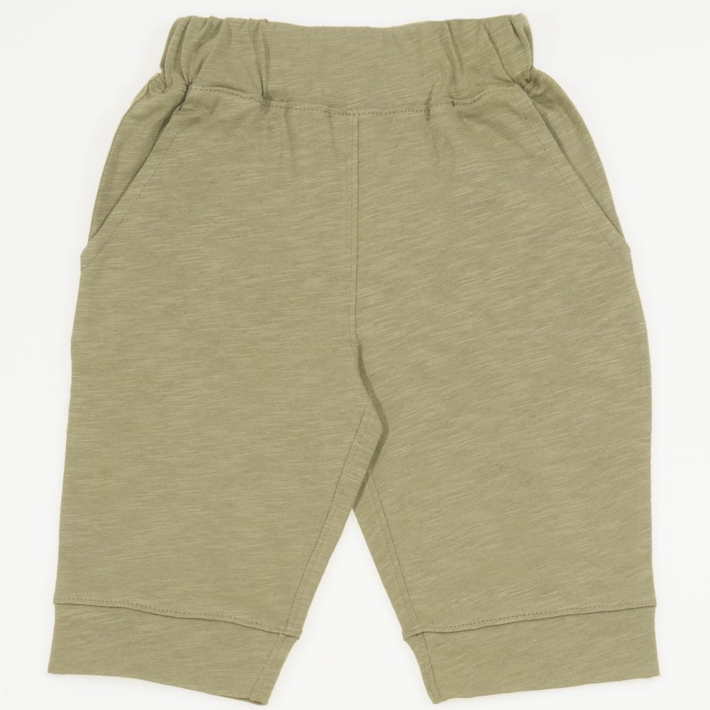 Khaki organic cotton capri trousers | liloo