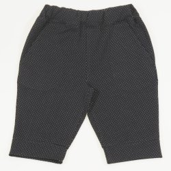Black capri trousers with white dots pattern print