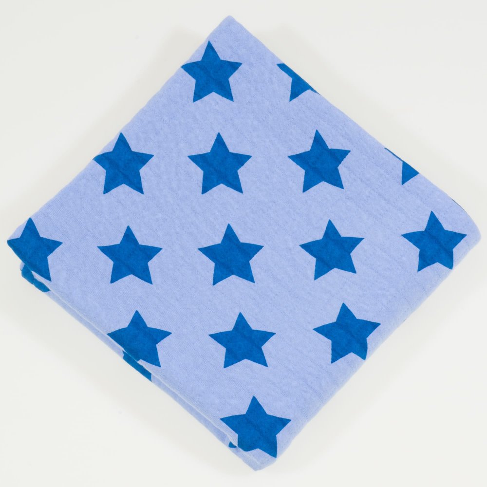 Blue single layer blanket organic cotton with stars print | liloo