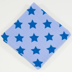 Blue single layer blanket organic cotton with stars print