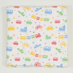 Double layer blanket with transport toys print