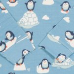 Pijamale groase bumbac organic aqua imprimeu model pinguini | liloo