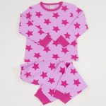 Pink organic cotton long-sleeve thick pajamas with stars print | liloo