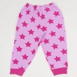 Pink organic cotton long-sleeve thick pajamas with stars print | liloo