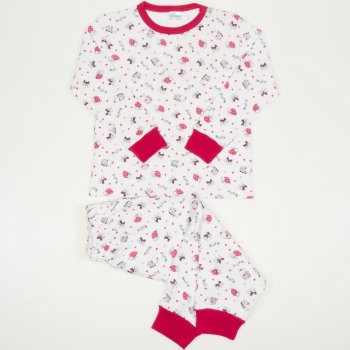 Long-sleeve thick pajamas with red elephant print