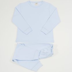 Light blue organic cotton long-sleeve thick pajamas