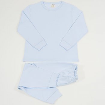 Pijamale groase bumbac organic albastru deschis