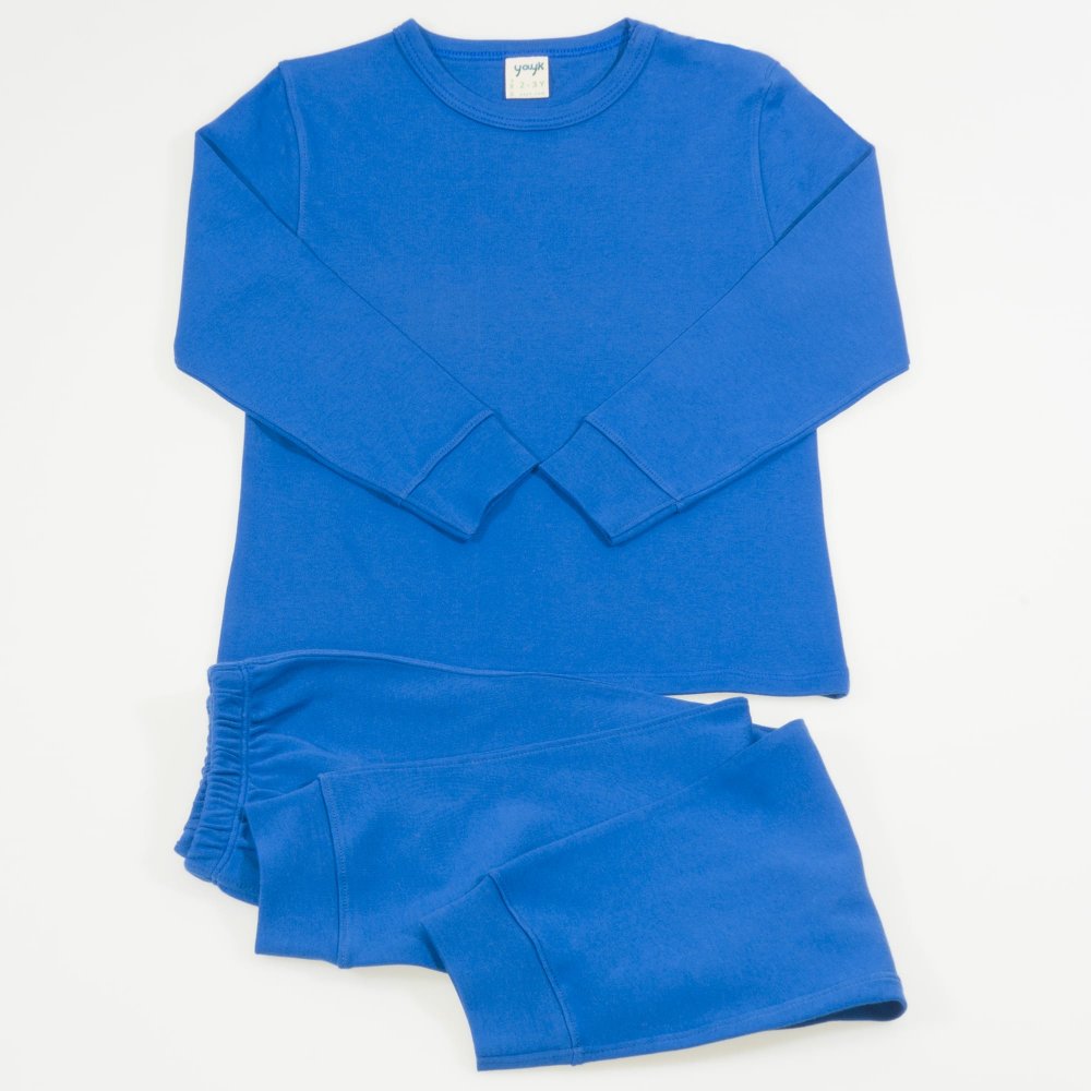 Pijamale groase bumbac organic albastru inchis | liloo