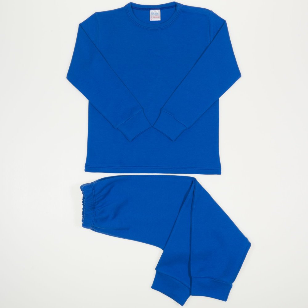 Classic blue long-sleeve thick pajamas | liloo