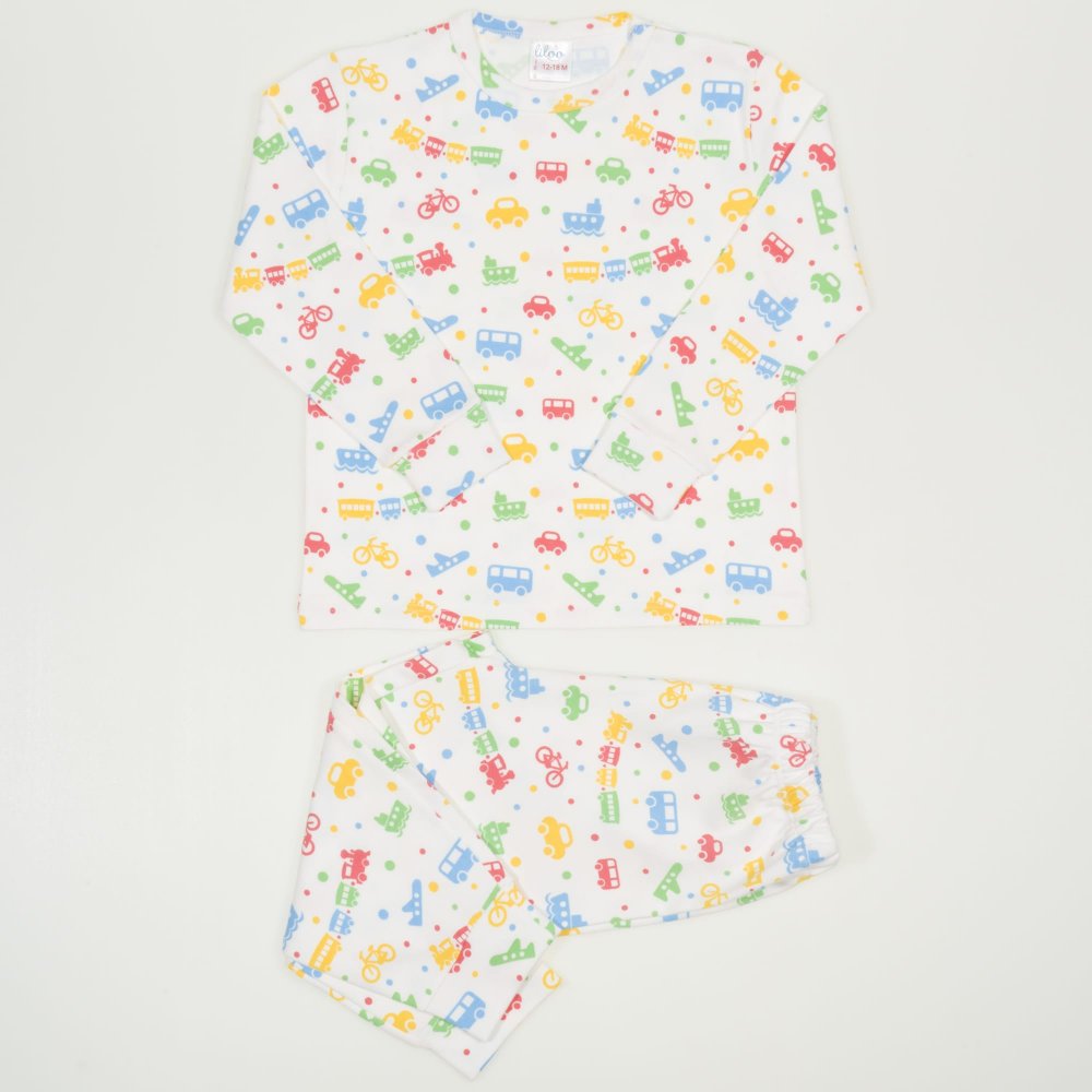 Long-sleeve thick pajamas with transport toys print | liloo