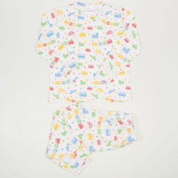Long-sleeve thick pajamas with transport toys print