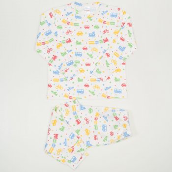 Long-sleeve thick pajamas with transport toys print