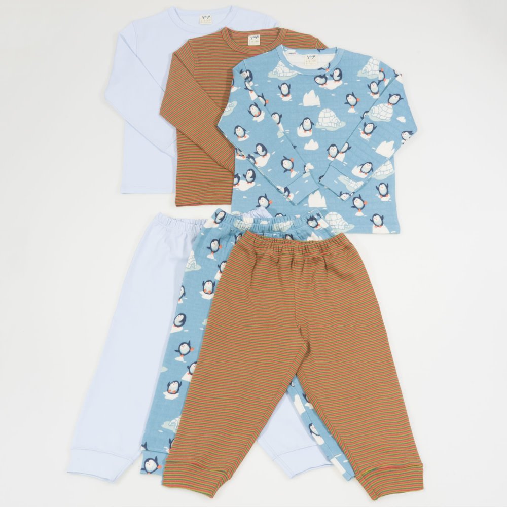 Pijamale groase bumbac organic culori baieti - set 3 bucati | liloo