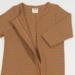 Brown long-sleeve thin pajamas - organic cotton with colour stripes print | liloo