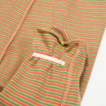 Salopeta (pijama) cu fermoar pentru bebelusi - bumbac organic maro imprimeu model dungi colorate | liloo