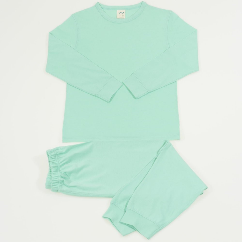 Mint green organic cotton long-sleeve pajamas | liloo