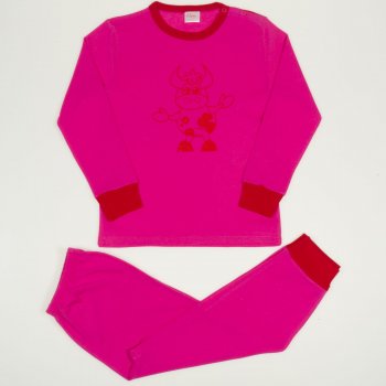  Fuchsia long-sleeve thin pajamas with cow print| liloo