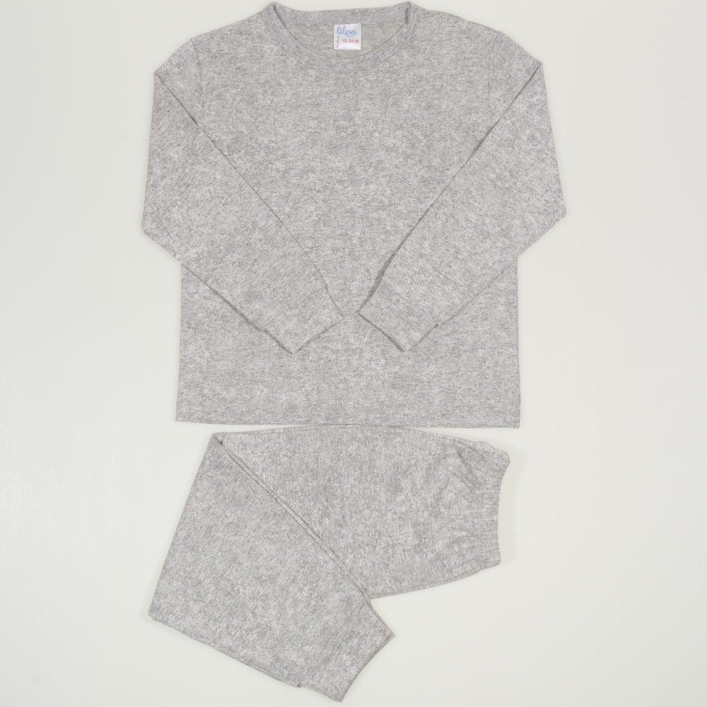 Gray melange long-sleeve thin pajamas uni | liloo