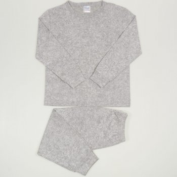 Gray melange long-sleeve thin pajamas uni