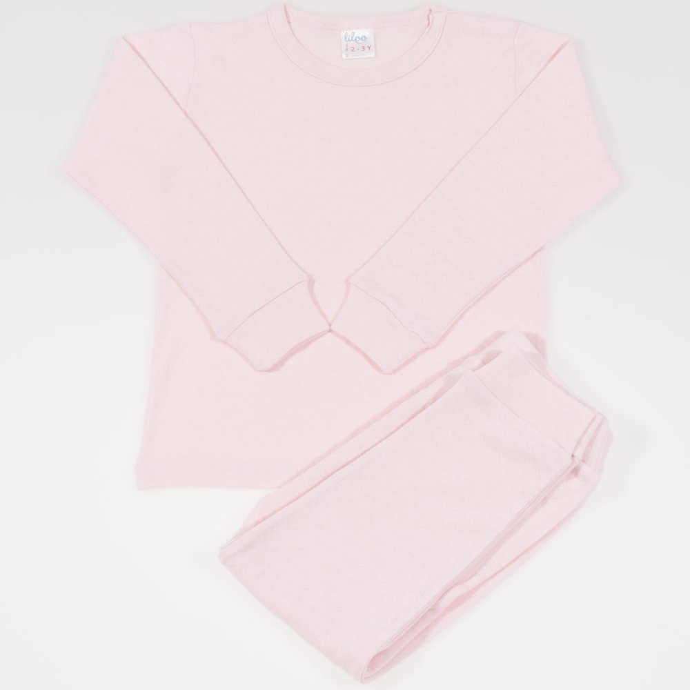 Pink long-sleeve thin pajamas - premium multilayer material with model | liloo