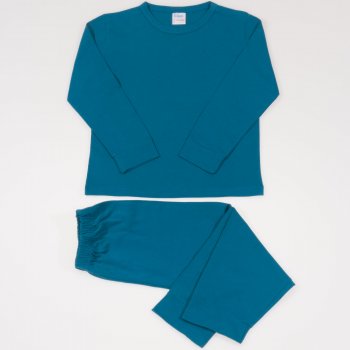 Dark blue-green long-sleeve thin pajamas | liloo