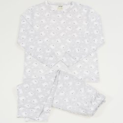 Gray long-sleeve thin pajamas - organic cotton with bears print