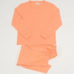 Orange organic cotton long-sleeve pajamas | liloo