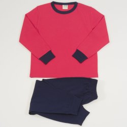 Red and navy blue organic cotton long-sleeve pajamas