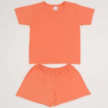 Pijamale vara cu maneca scurta si pantaloni scurti portocaliu uni | liloo