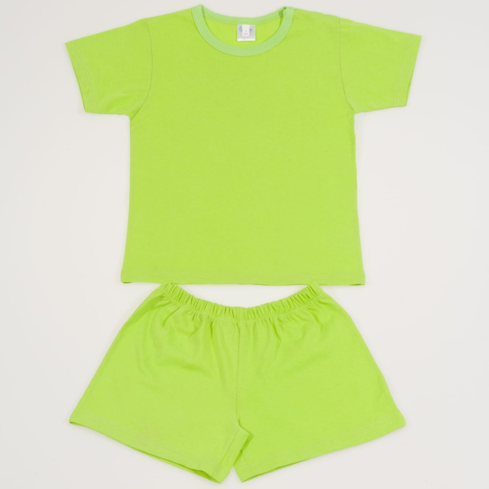 Pijamale vara cu maneca scurta si pantaloni scurti verde uni | liloo