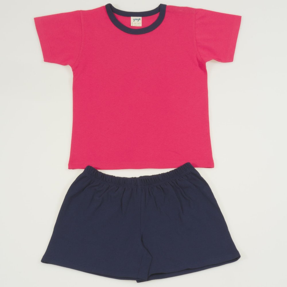 Red and navy blue organic cotton short-sleeve thin pajamas | liloo