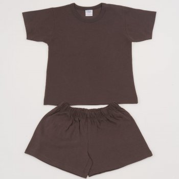 Brown short-sleeve thin pajamas uni