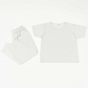 Pijamale cu maneca scurta si pantaloni lungi bumbac organic culoarea ou de rata| liloo